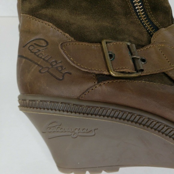 PATAUGAS Brown Leather Wedge Mid-Calf Sneaker‎ Boots EU 40 / US 9. - Picture 7 of 7